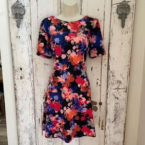 CeCe by  Cynthia Steffe Sz 6 Womans  Pink Orange Blue Purple Floral Career Dress